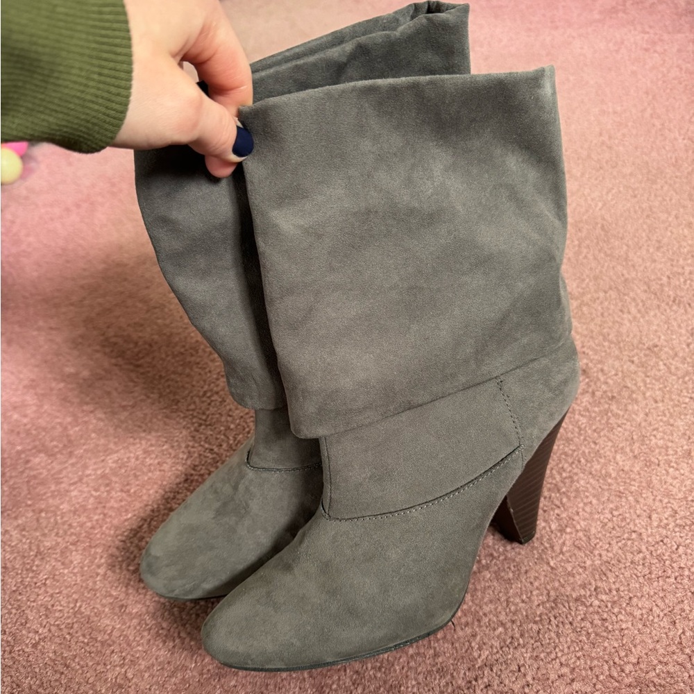 Charlotte Russe gray heeled booties